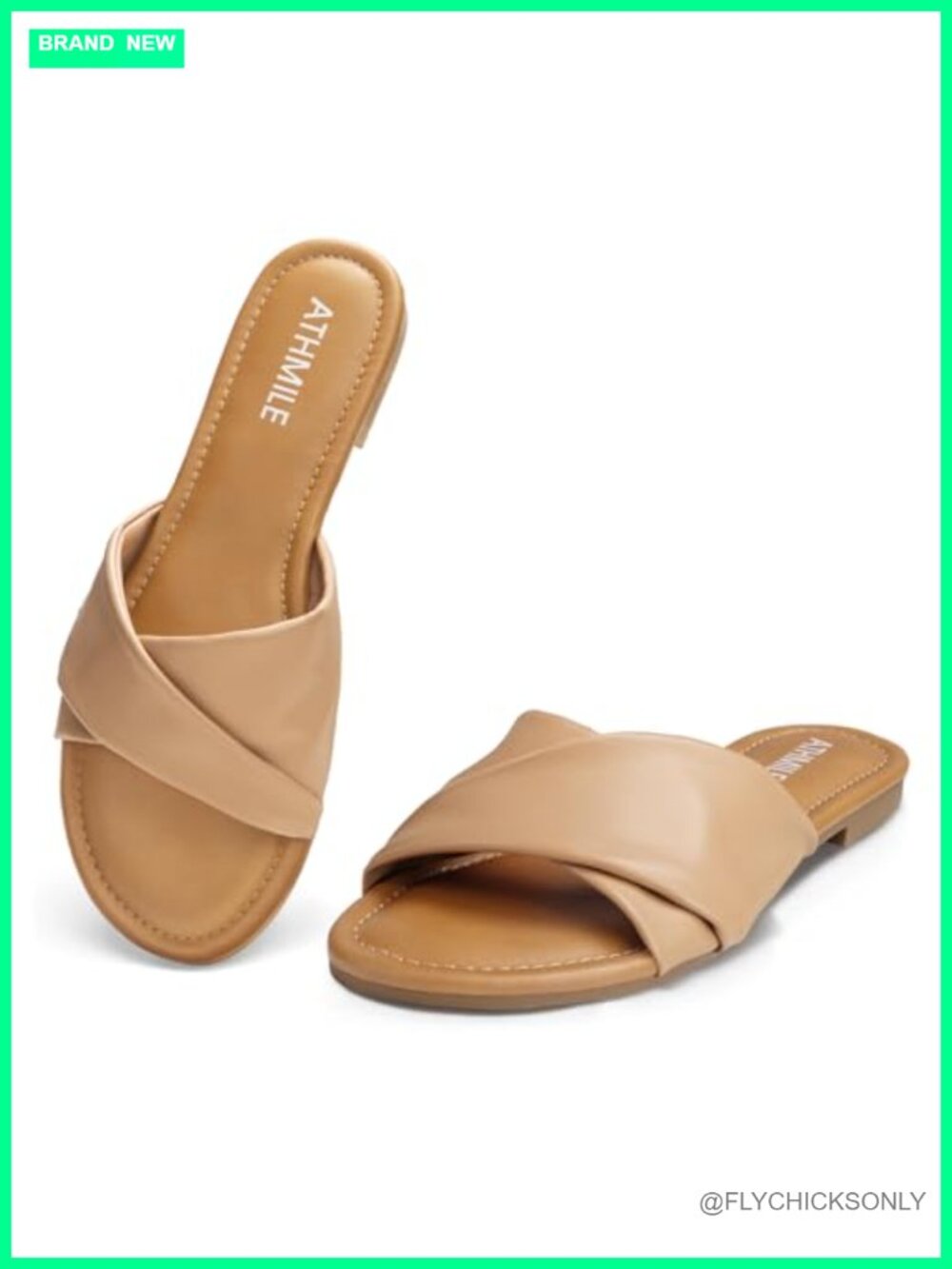 Dressy Summer Flat Sandals with Ankle Strap - Comfortable Slide Sandals for